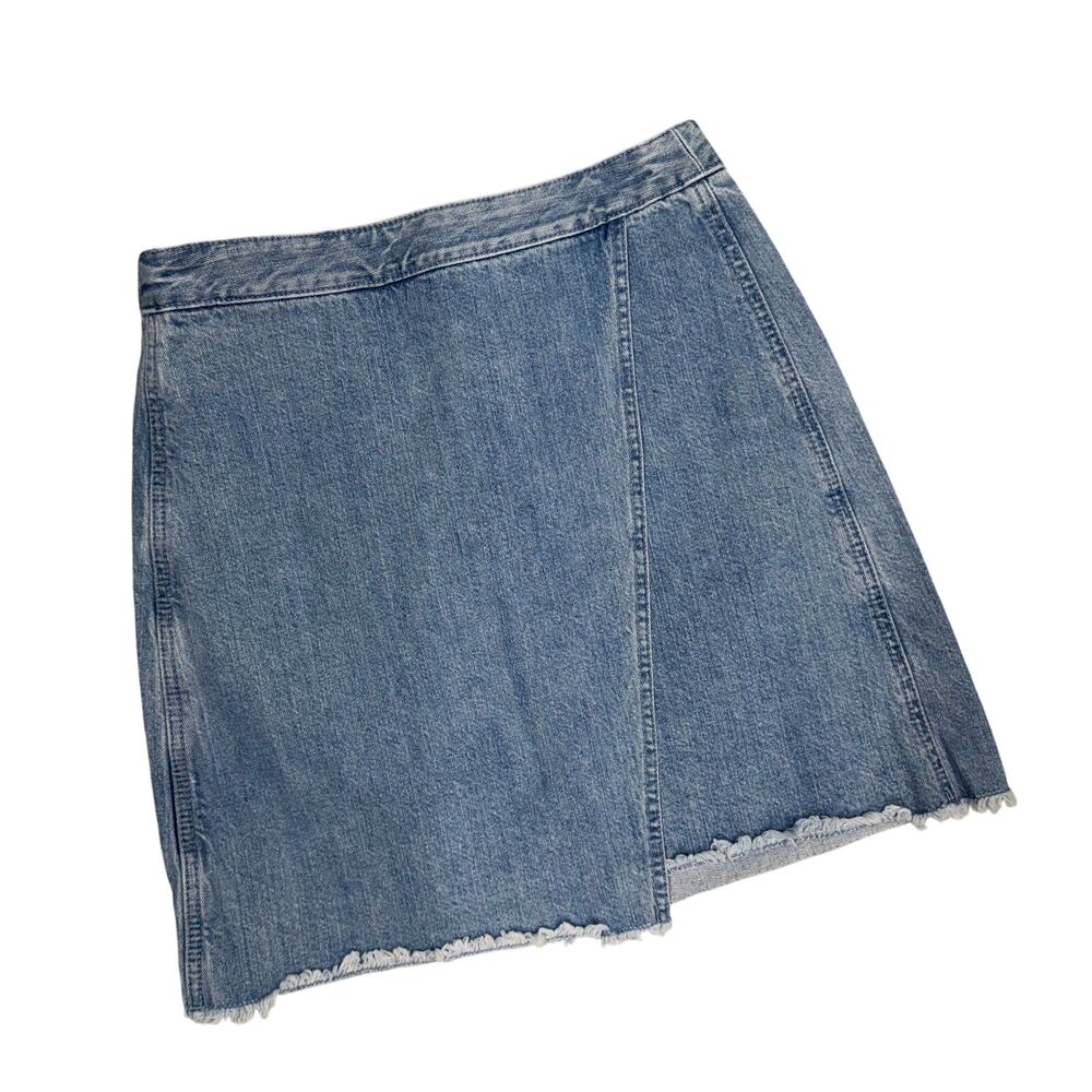 Ann Taylor Loft Jean Skirt Faux Wrap 26 / 2 100% Cotton